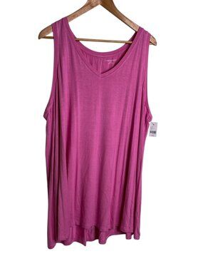 NWT Lane Bryant V Neck Swing Tank Top Pink Sz 22/24L